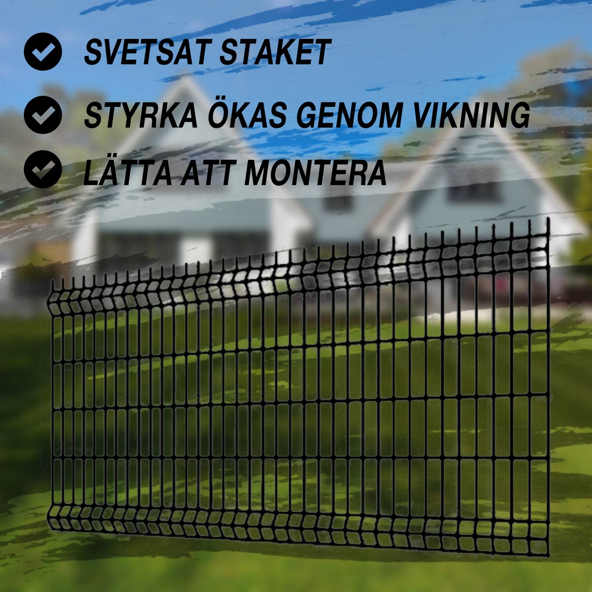 Fornorth staket 1030x2500mm, trådtjocklek 3.5mm, svart