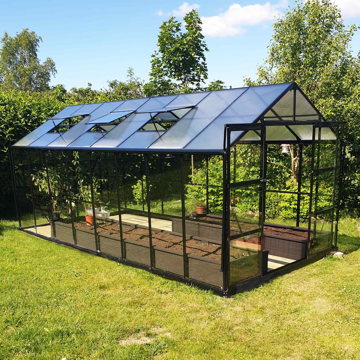 Metalcraft Tuinkas, 12,7m², 4mm veiligheidsglas, zwart