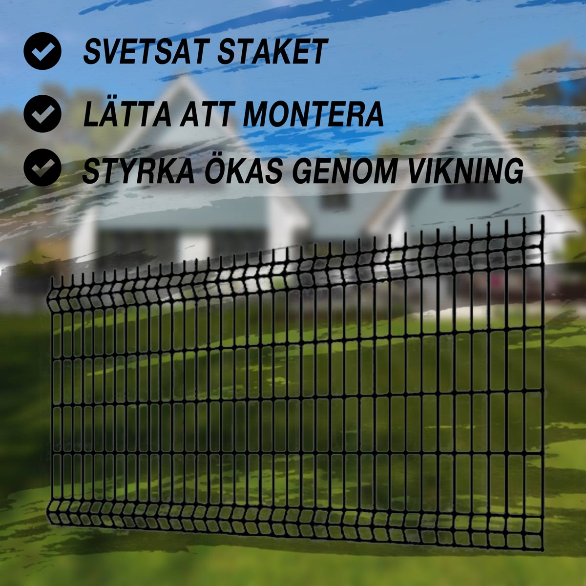 Fornorth staket 1230x2500mm, trådtjocklek 3.5mm, svart