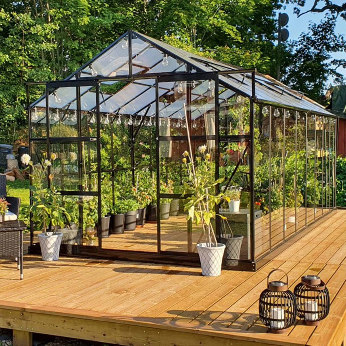 Metalcraft Gewächshaus, 12,7m², 4mm Sicherheitsglas, schwarz