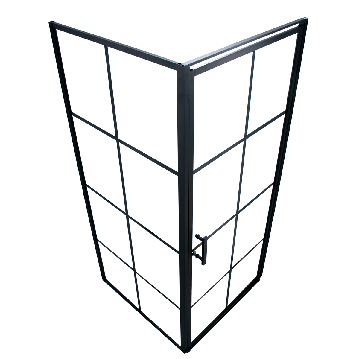Lykke Deluxe Hoekdouche 80x80x195cm, zwart traliewerk frame