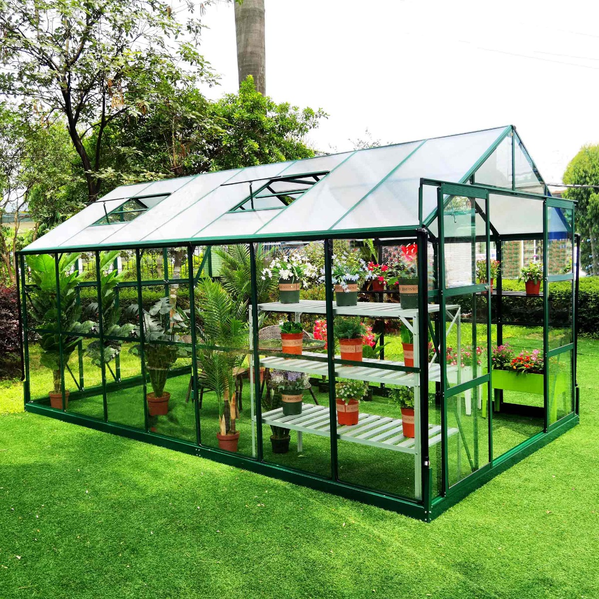 Metalcraft Gewächshaus, 12,7m², 4mm Sicherheitsglas, grün
