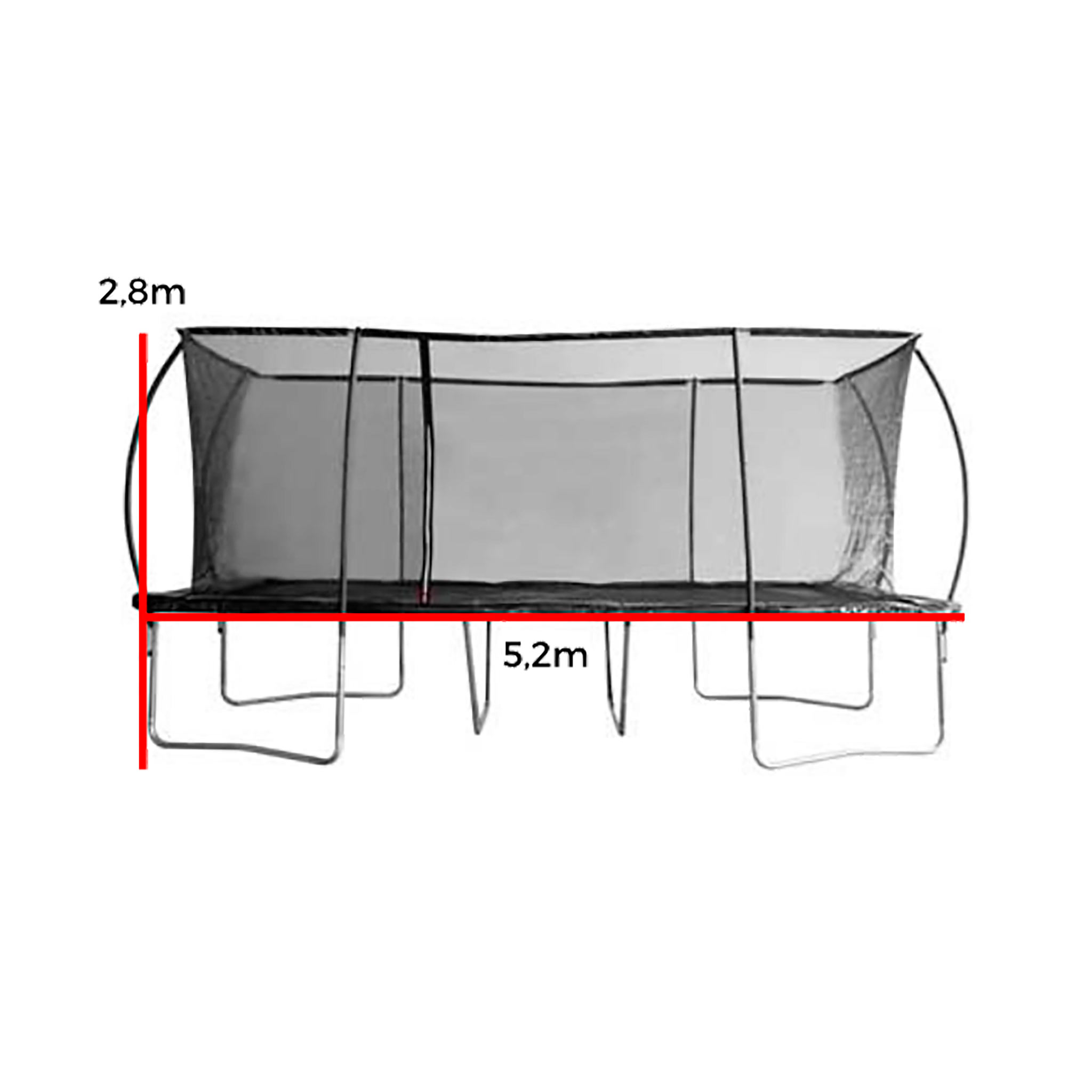 Gymsport Advance Trampoline Rectangular, 5.2x3m, black
