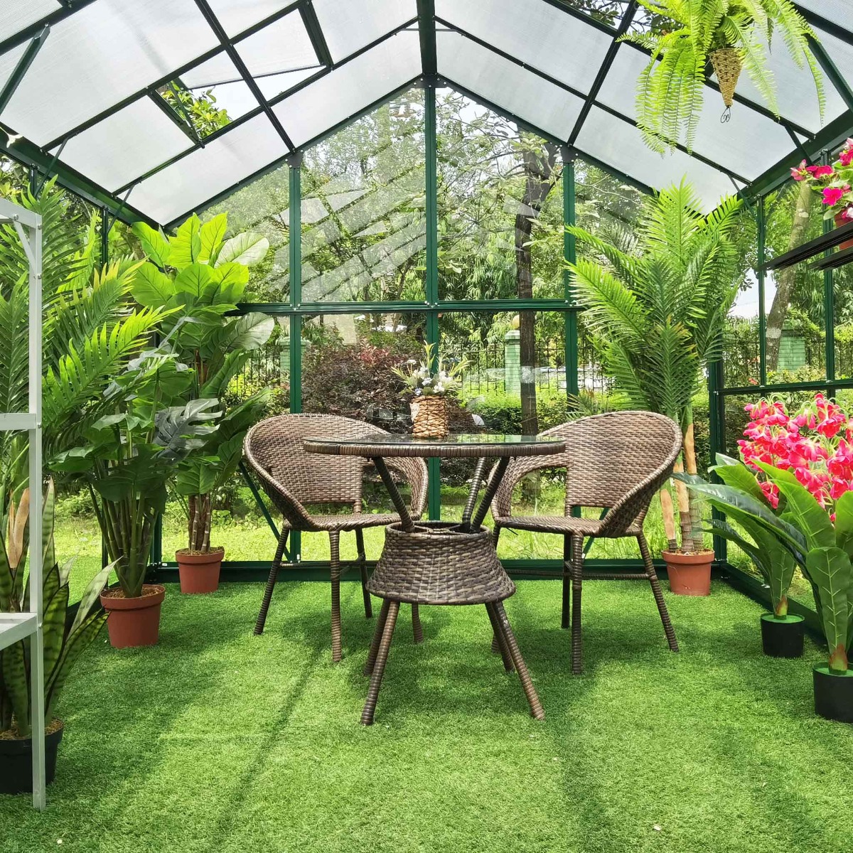 Metalcraft Gewächshaus, 14,4m², 4mm Sicherheitsglas, grün