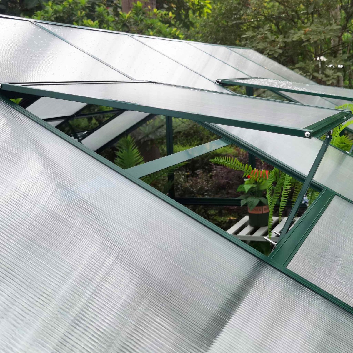 Metalcraft Gewächshaus, 12,7m², 4mm Sicherheitsglas, grün