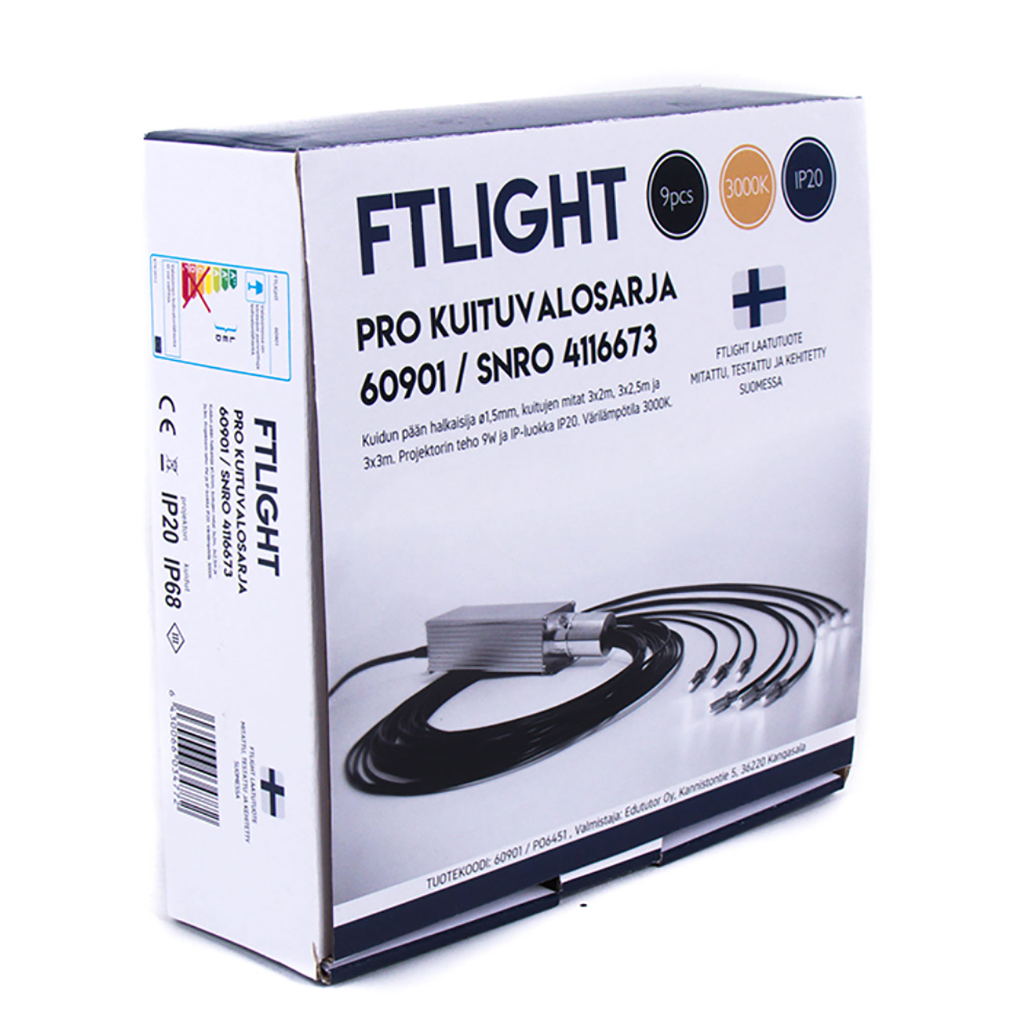 FTLIGHT LED fiberljus PRO 9-delad, ø1.5mm, 3x2m, 3x2.5m, 3x3m