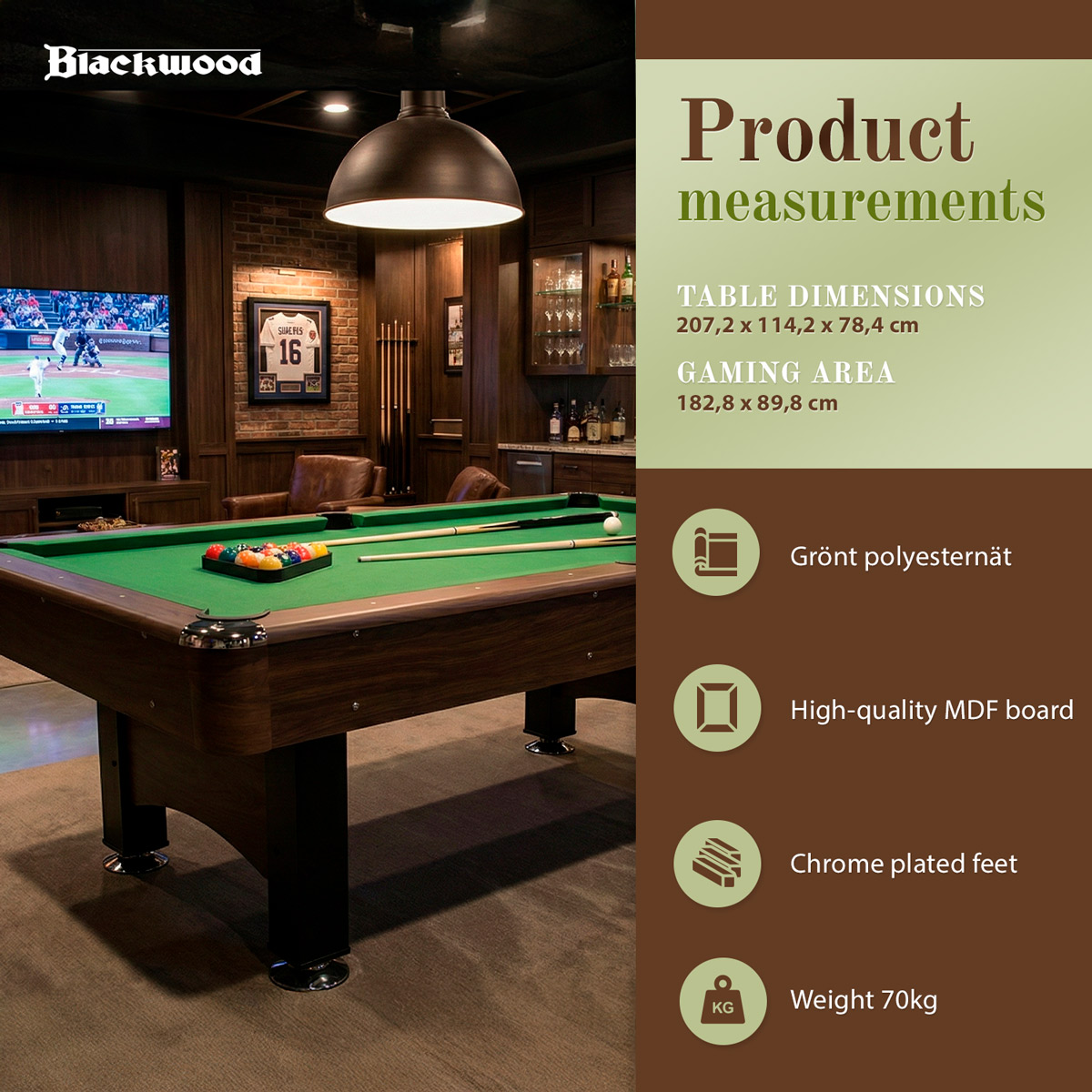 Blackwood Pool Table Basic 6'