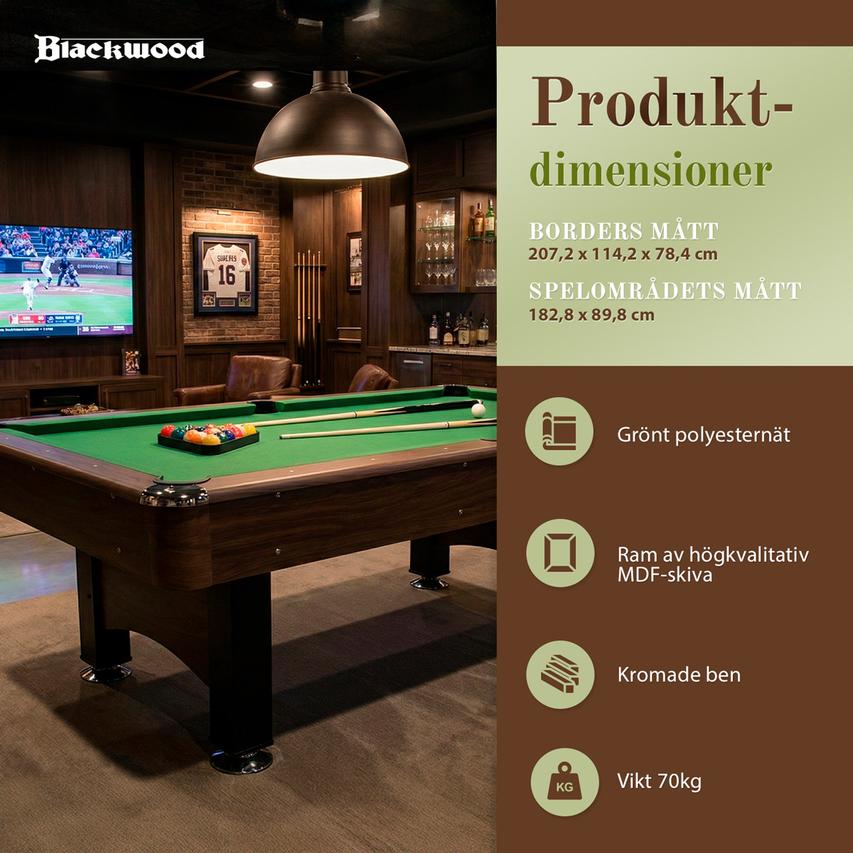 Biljardbord Blackwood Basic 6'
