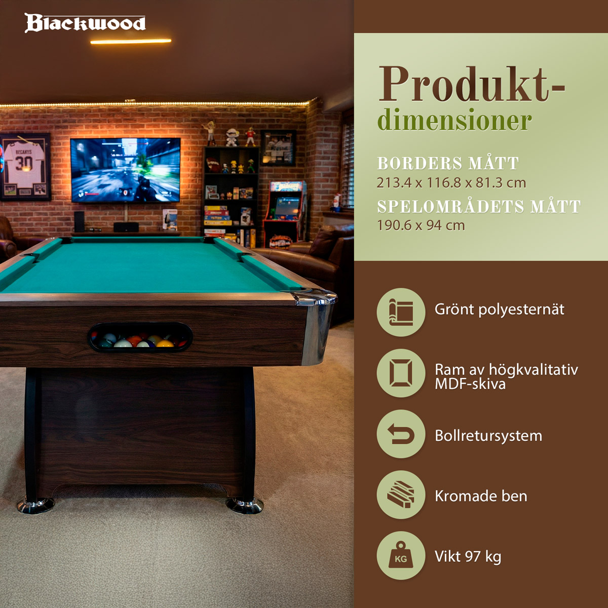 Biljardbord Blackwood Official 7’