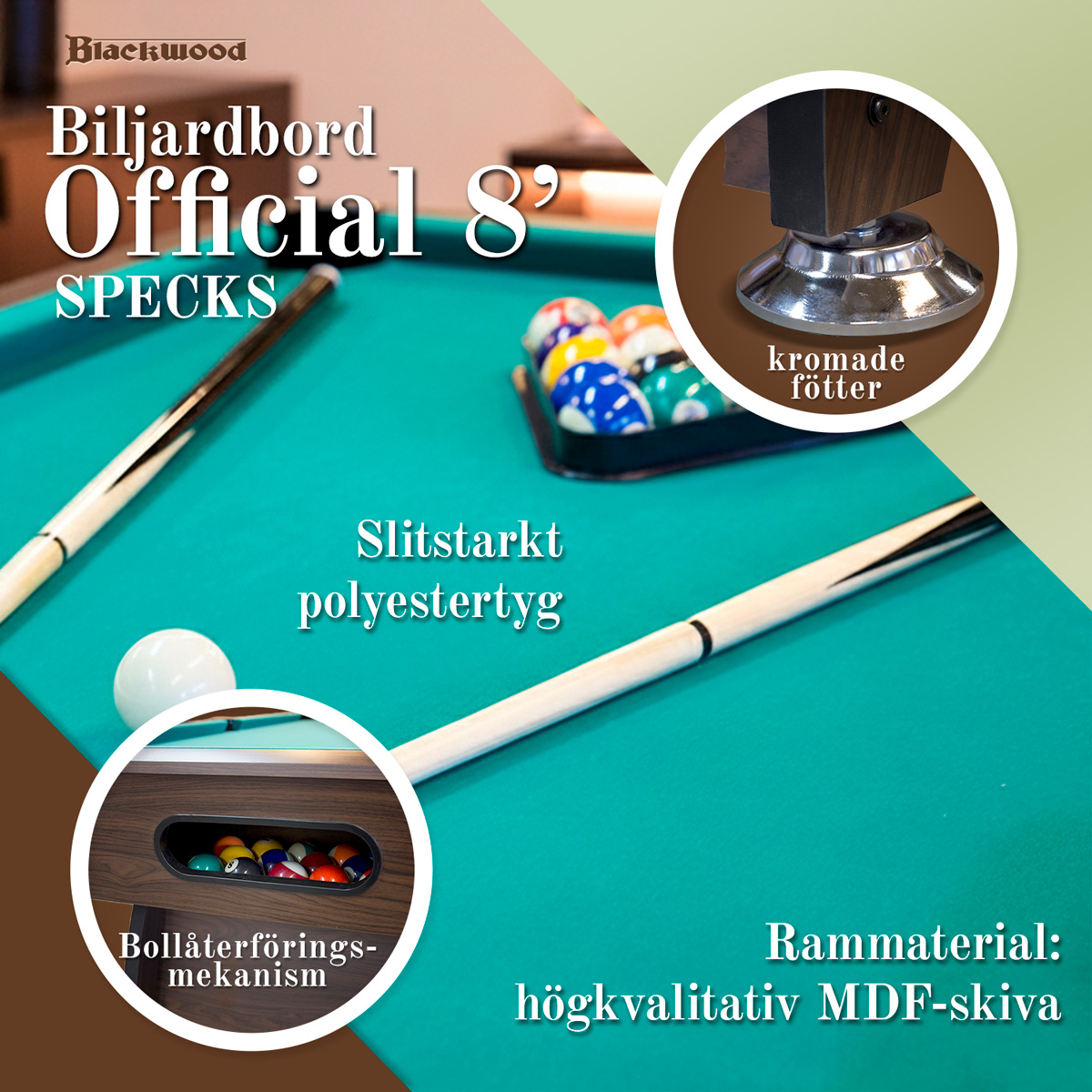 Biljardbord Blackwood Official 8’