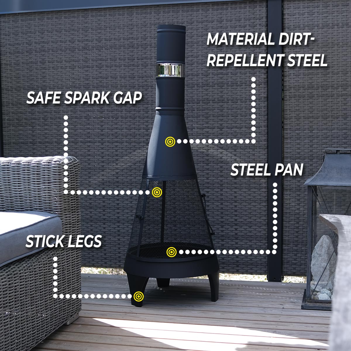 Limousin Firepit Chiminea 126cm