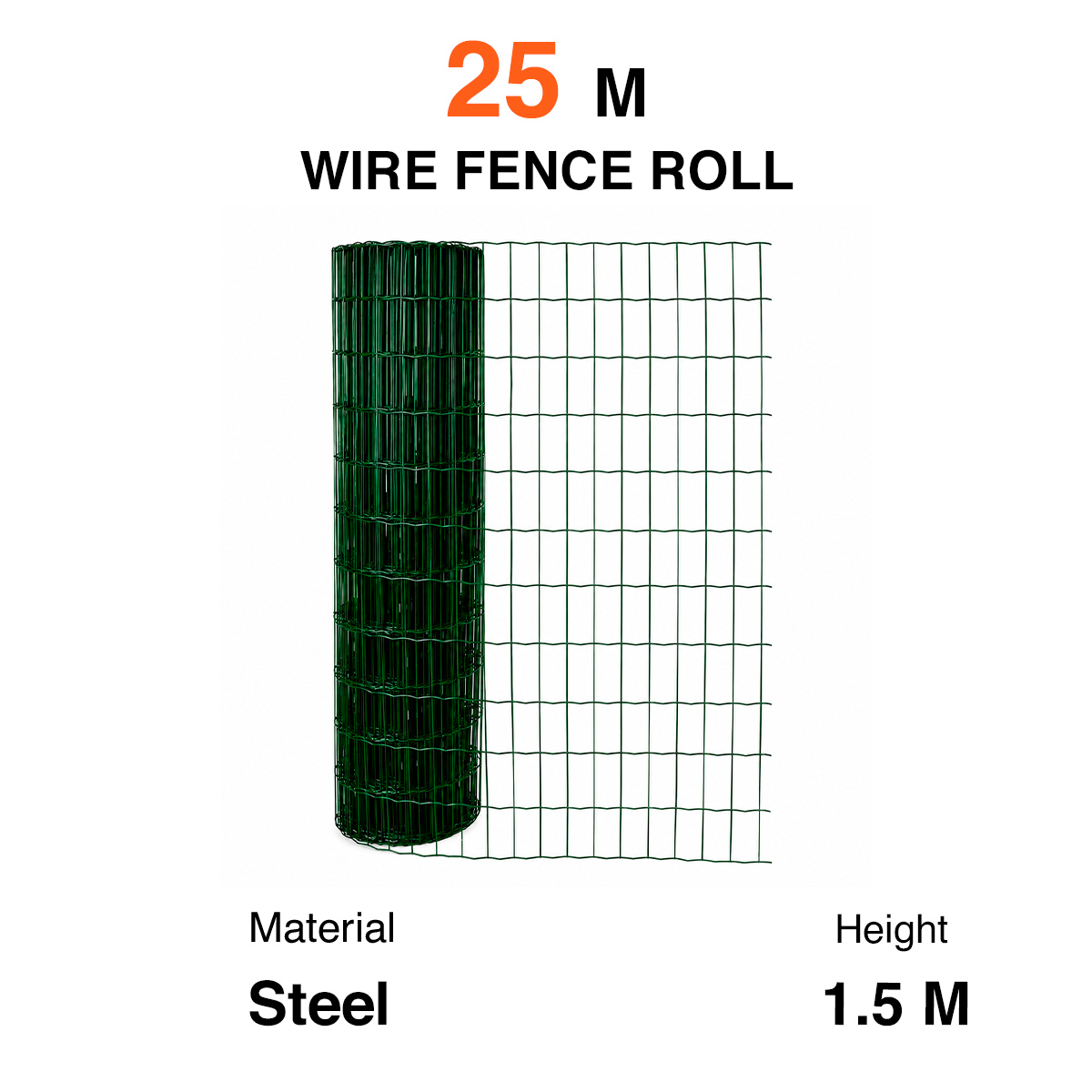 Fornorth Wire Fence 150cm (25m), green