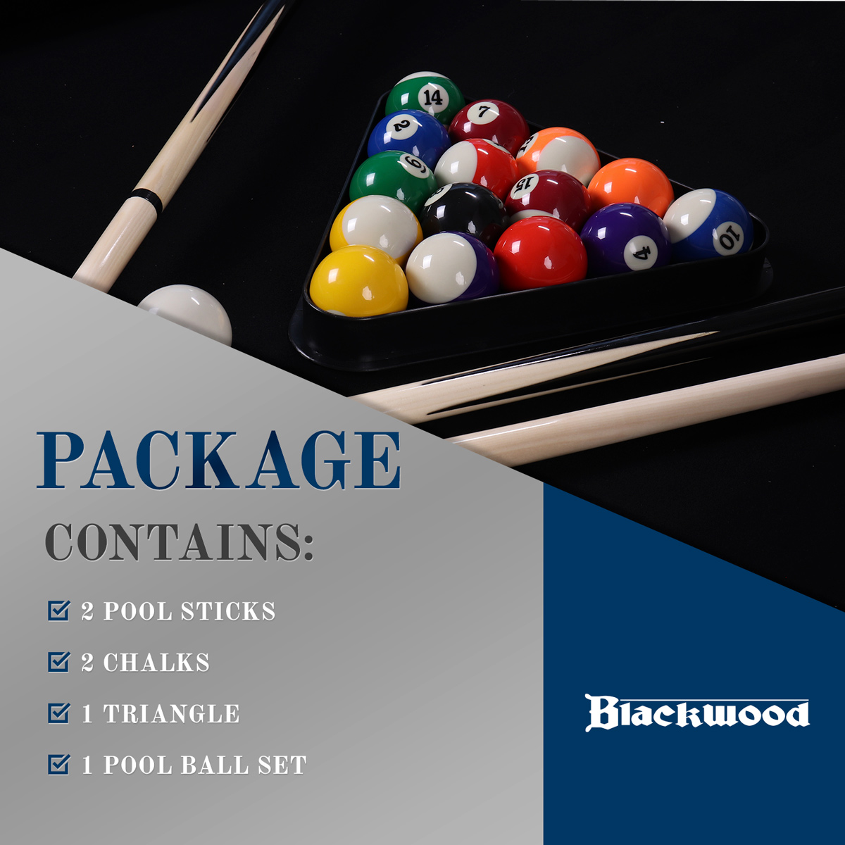 Blackwood Pool Table, Basic 6' Black