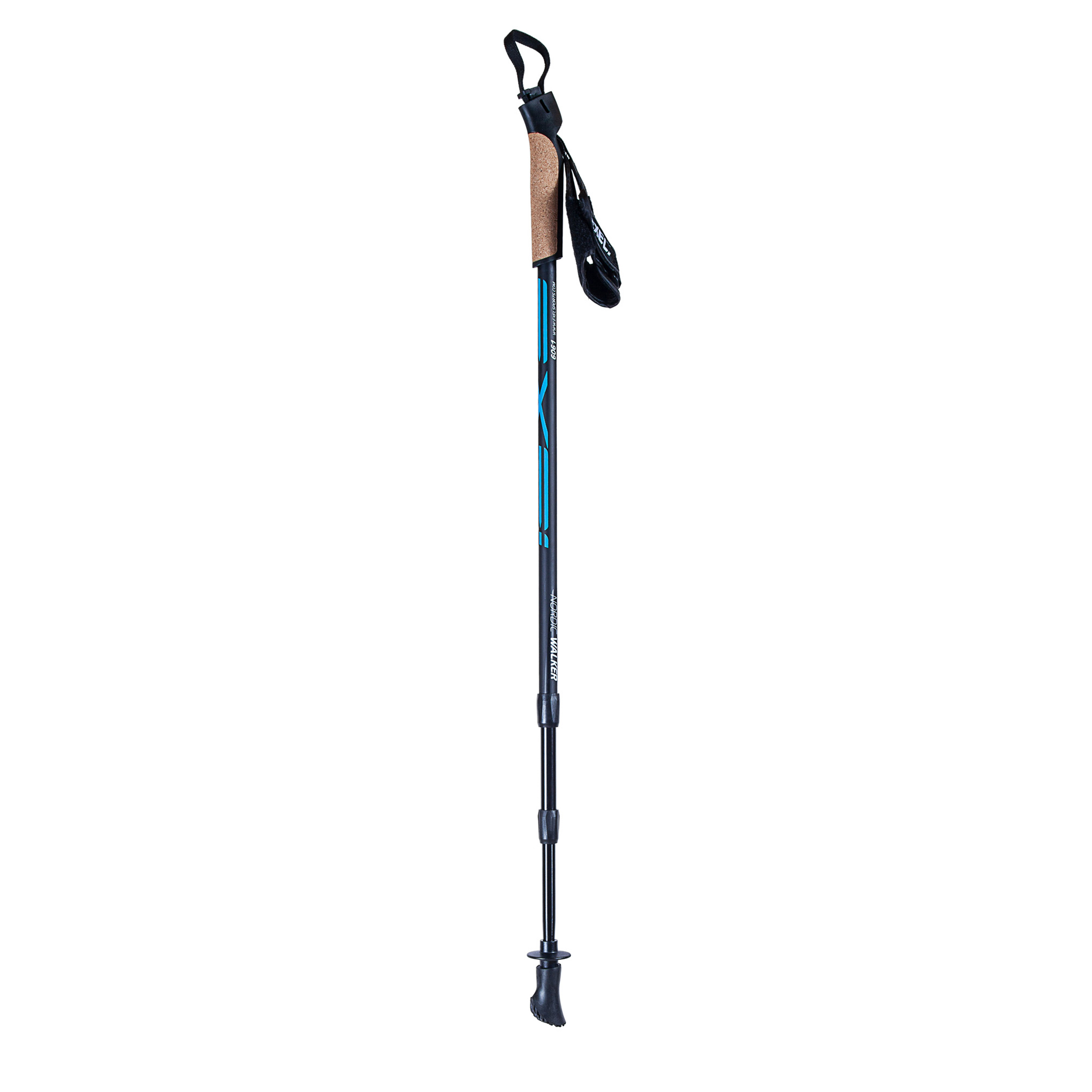 Exel Nordic Walker Alu Reguleeritav käimiskepp, Must/Tsüaan, 100-135cm