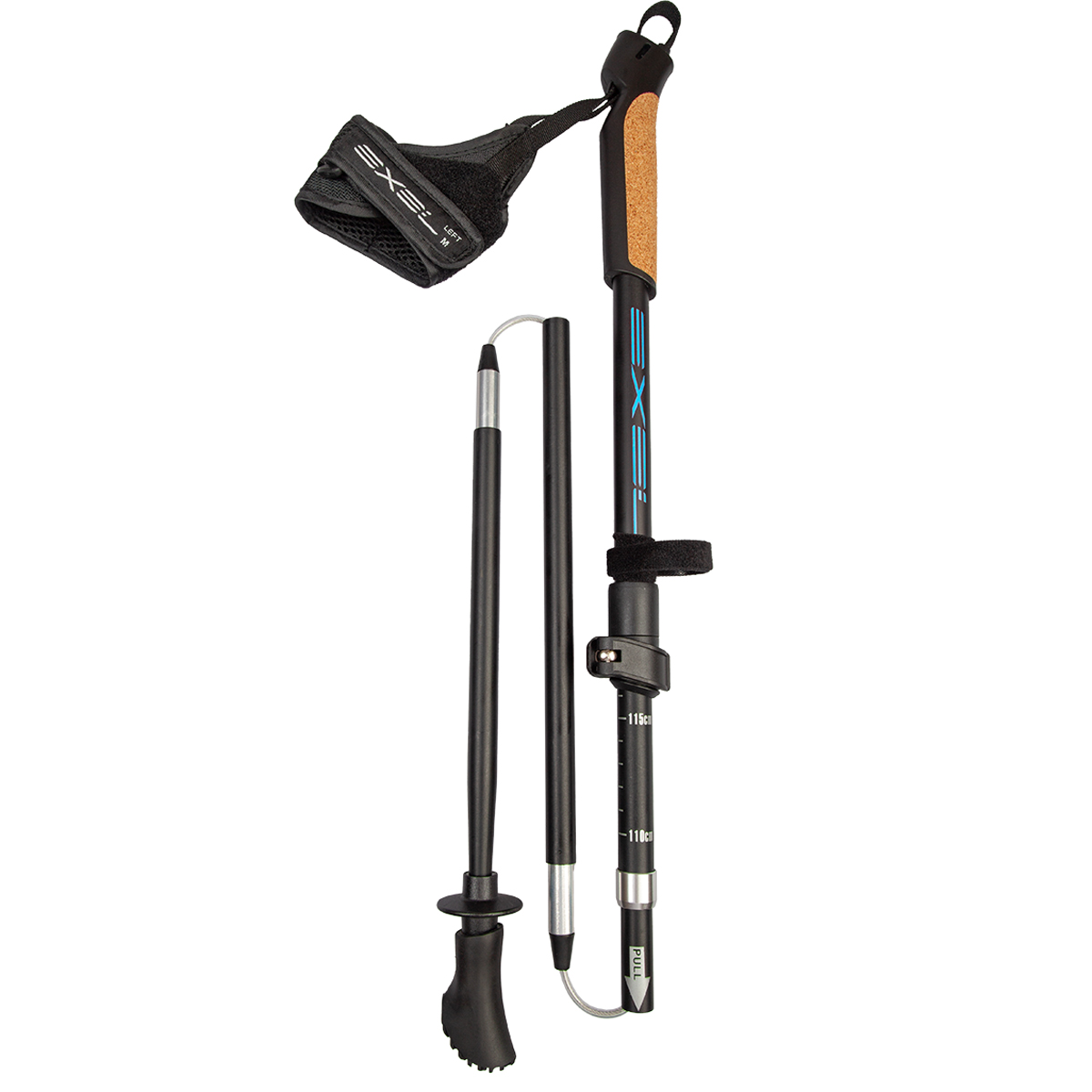 Exel Nordic Walker Hopfällbar stav för stavgång, 110-135cm
