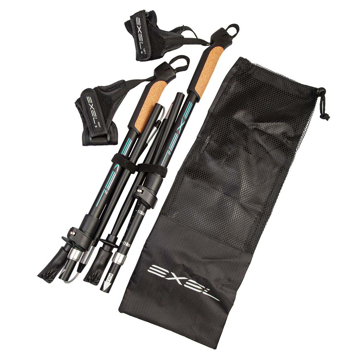 Exel Nordic Walker Hopfällbar stav för stavgång, 110-135cm