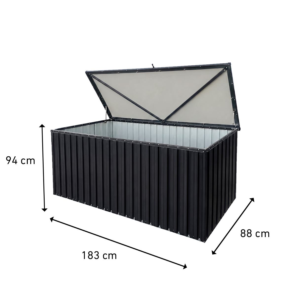 Fornorth Outdoor Storage Box 183x88x94cm 1303L, Black