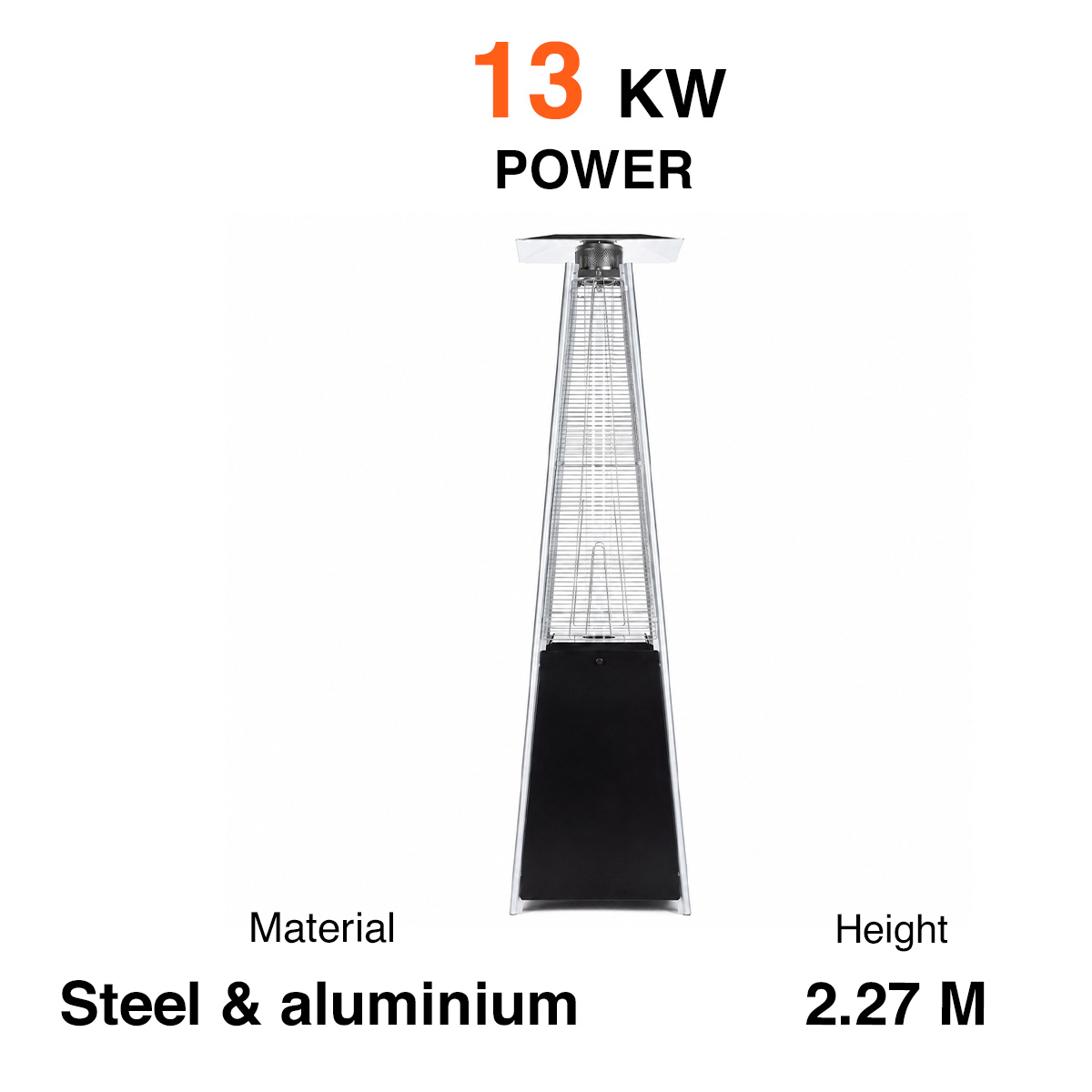 Fornorth Patio Heater Pyramid 13kW gas powered, black