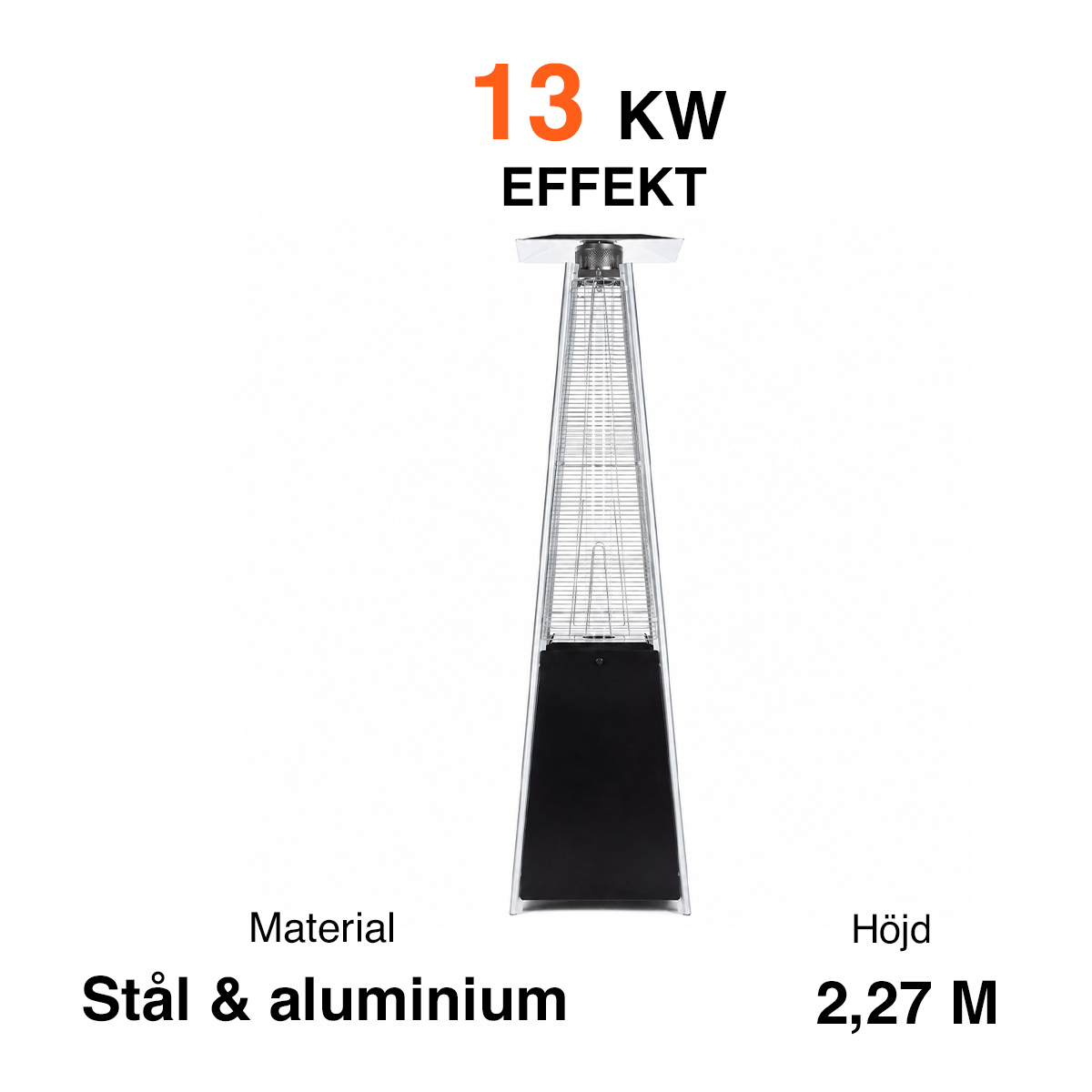 Fornorth Terrassvärmare Pyramid, 13kW gasdriven, svart