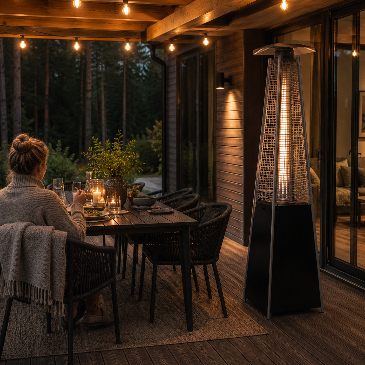 Fornorth Terrassi Küttekeha Püramiid 13kW gaasitoitel, must