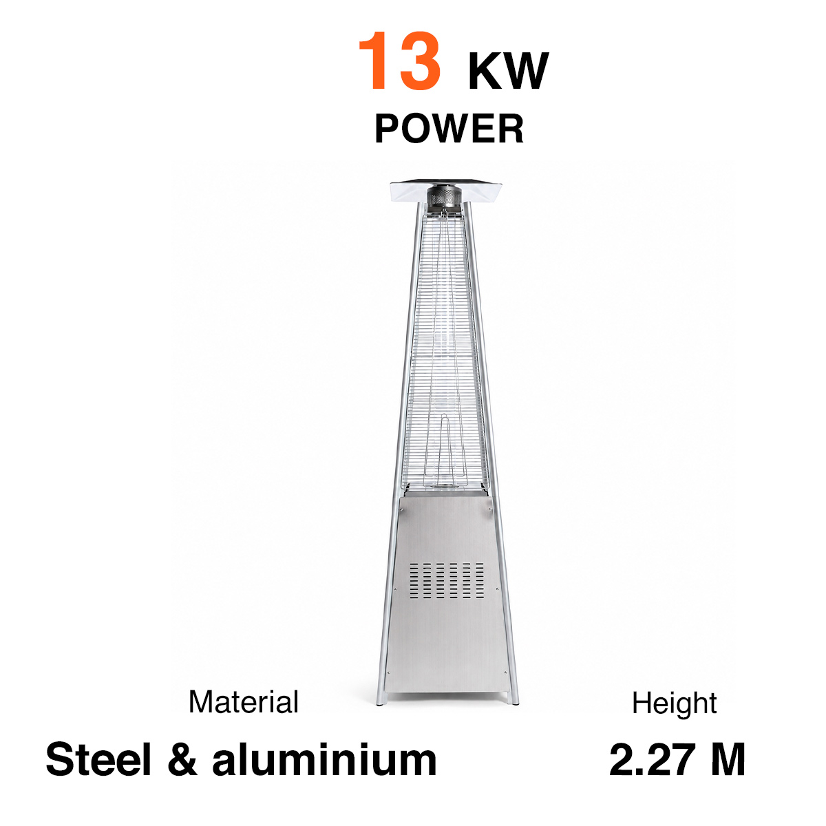 Fornorth Patio Heater Pyramid 13kW gas powered, stainless steel