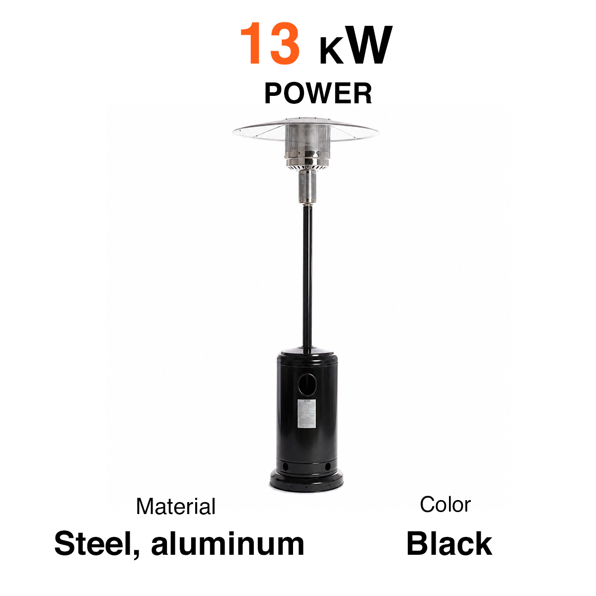 Fornorth Patio Heater Stand Patio 13kW gas powered, black