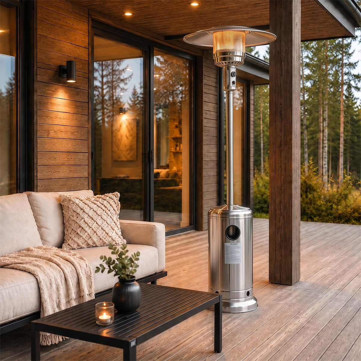 Fornorth Patio Heater Stand Patio 13kW gas powered, stainless steel