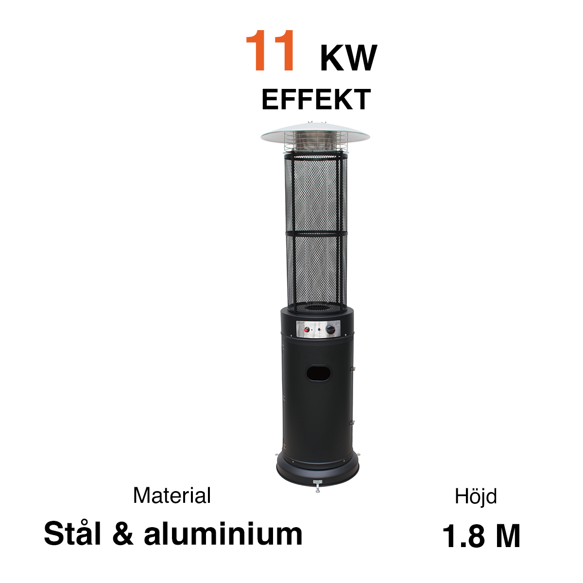 Fornorth Terrassvärmare Tube, 11kW gasdriven, svart