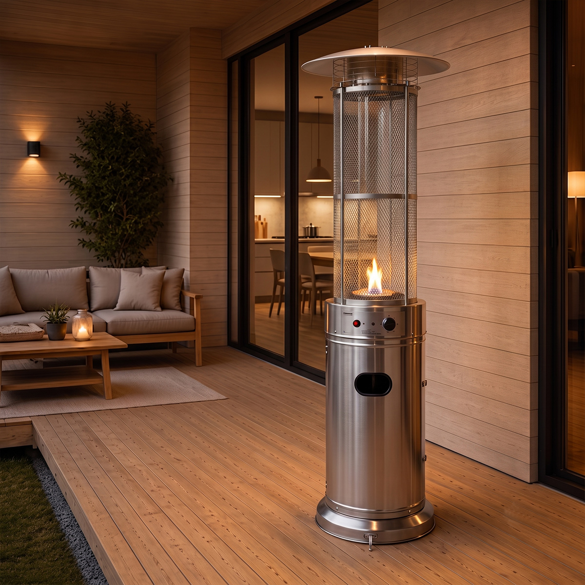 Fornorth Promiennik Podczerwieni na Patio, Okrągły Rurka 11kW na Gaz, ze Stali Nierdzewnej
