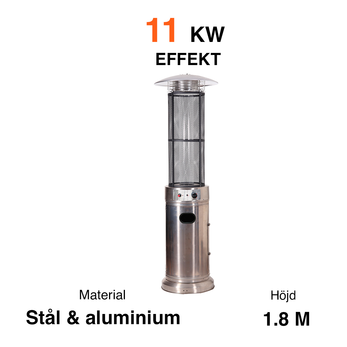 Fornorth Terrassvärmare Tube, 11kW gasdriven, rostfritt