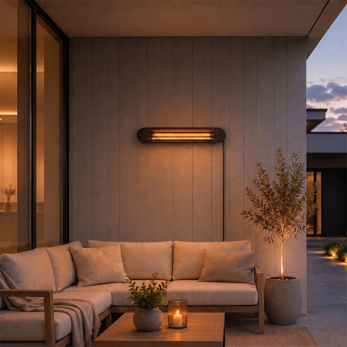 Fornorth Terrassvärmare väggmonterad Premium 2000W fjärrkontroll, svart