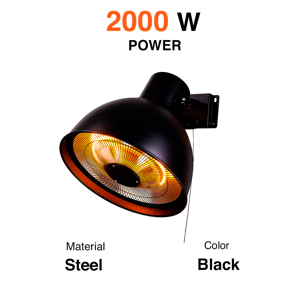 Fornorth Patio Heater Wall Heater Deluxe 2000W, black