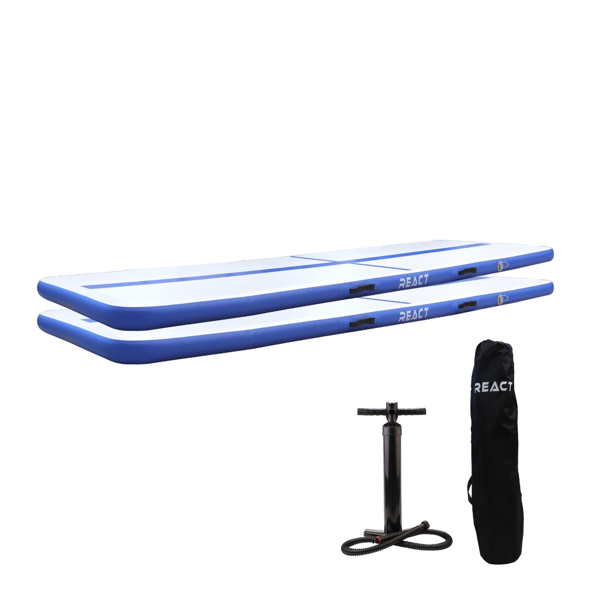 React 2 x AirTrack with a hand pump