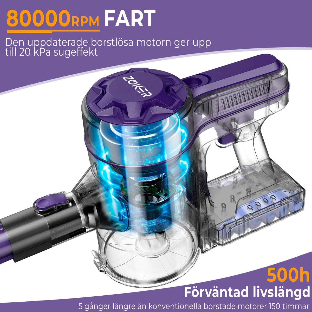 Zoker Sladdlös dammsugare V07