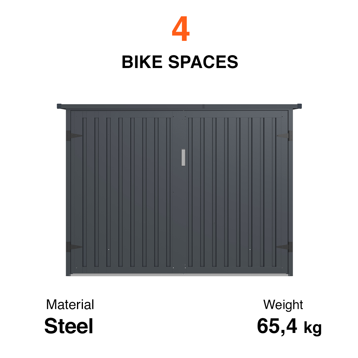 Fornorth Bike Shed For Four Bikes 203x198x157cm, Dark grey