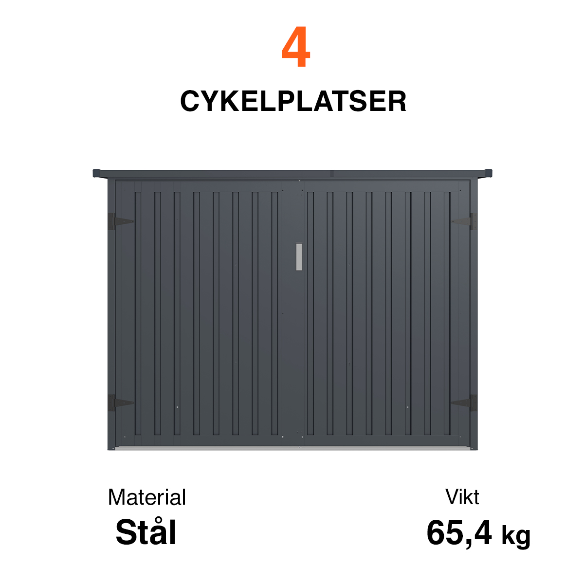 Fornorth Cykelförråd för fyra cyklar 203x198x157cm, mörkgrå