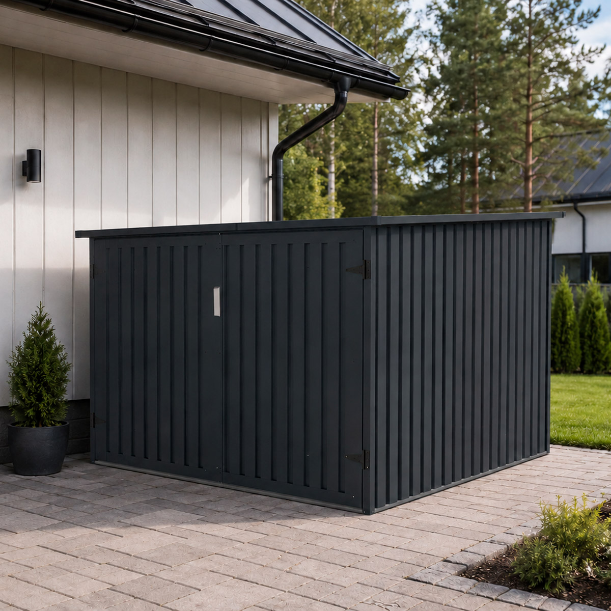 Fornorth Schowek na Cztery Rowery 203x198x157cm, Ciemnoszary