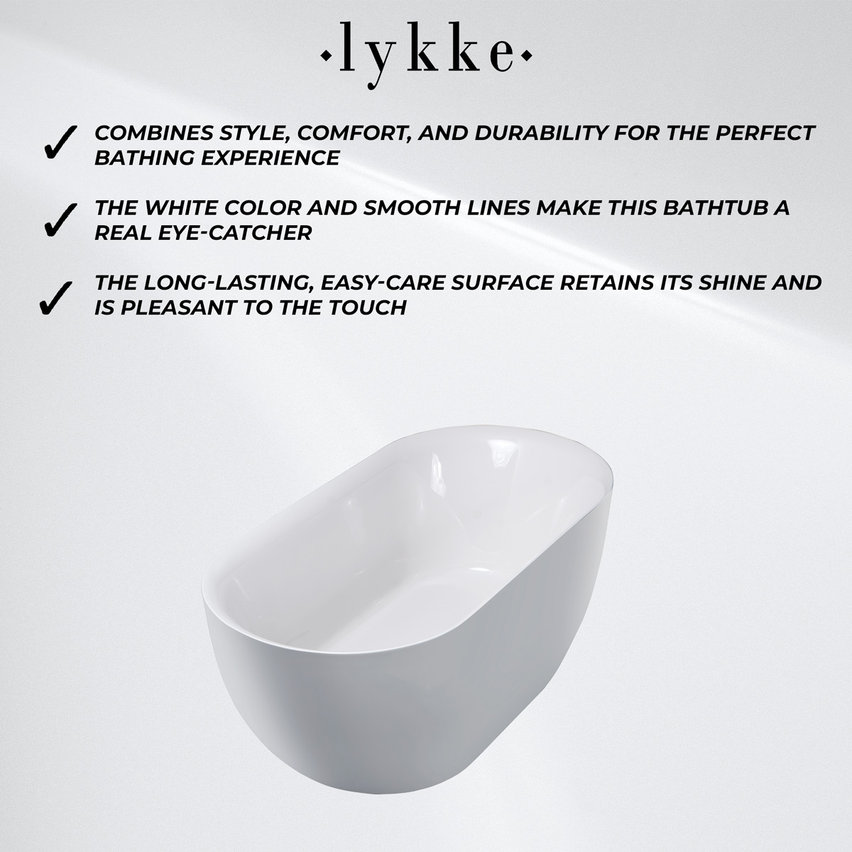 Lykke Bathtub Arctic Deluxe 1700x750x580mm, white