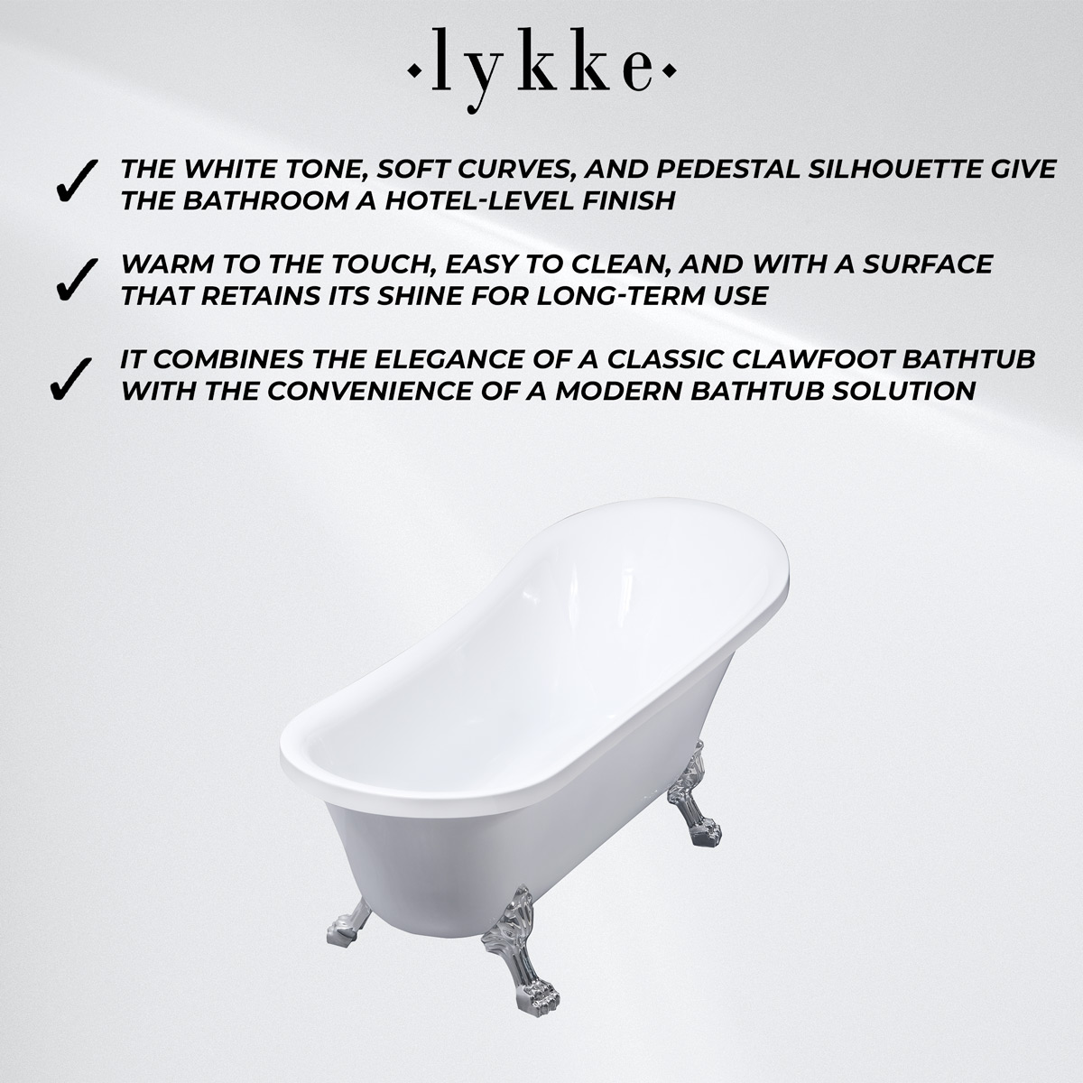Lykke Bathtub Nordic Deluxe 1700x750x730mm, white