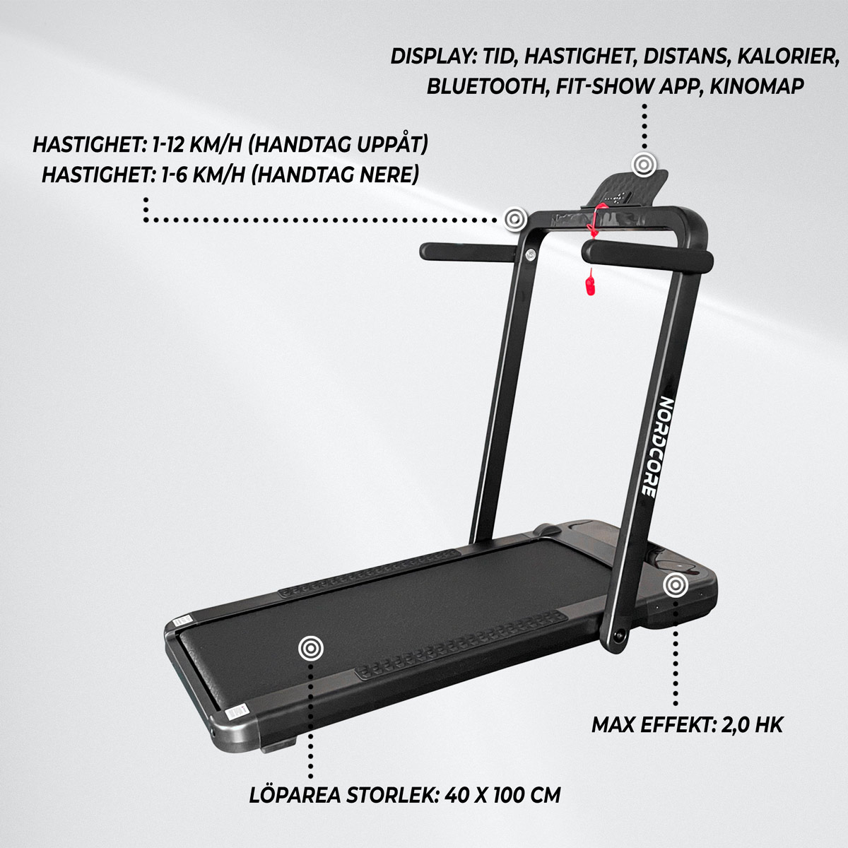 Nordcore 2-IN-1 Gåband-löpband Core 2200