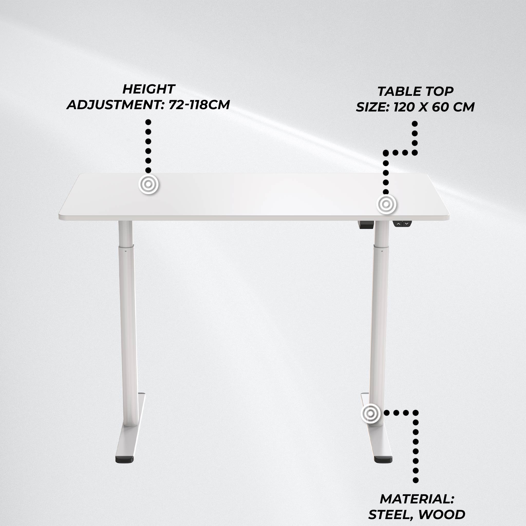 Lykke Electric Standing Desk Nordic 120x60cm, white