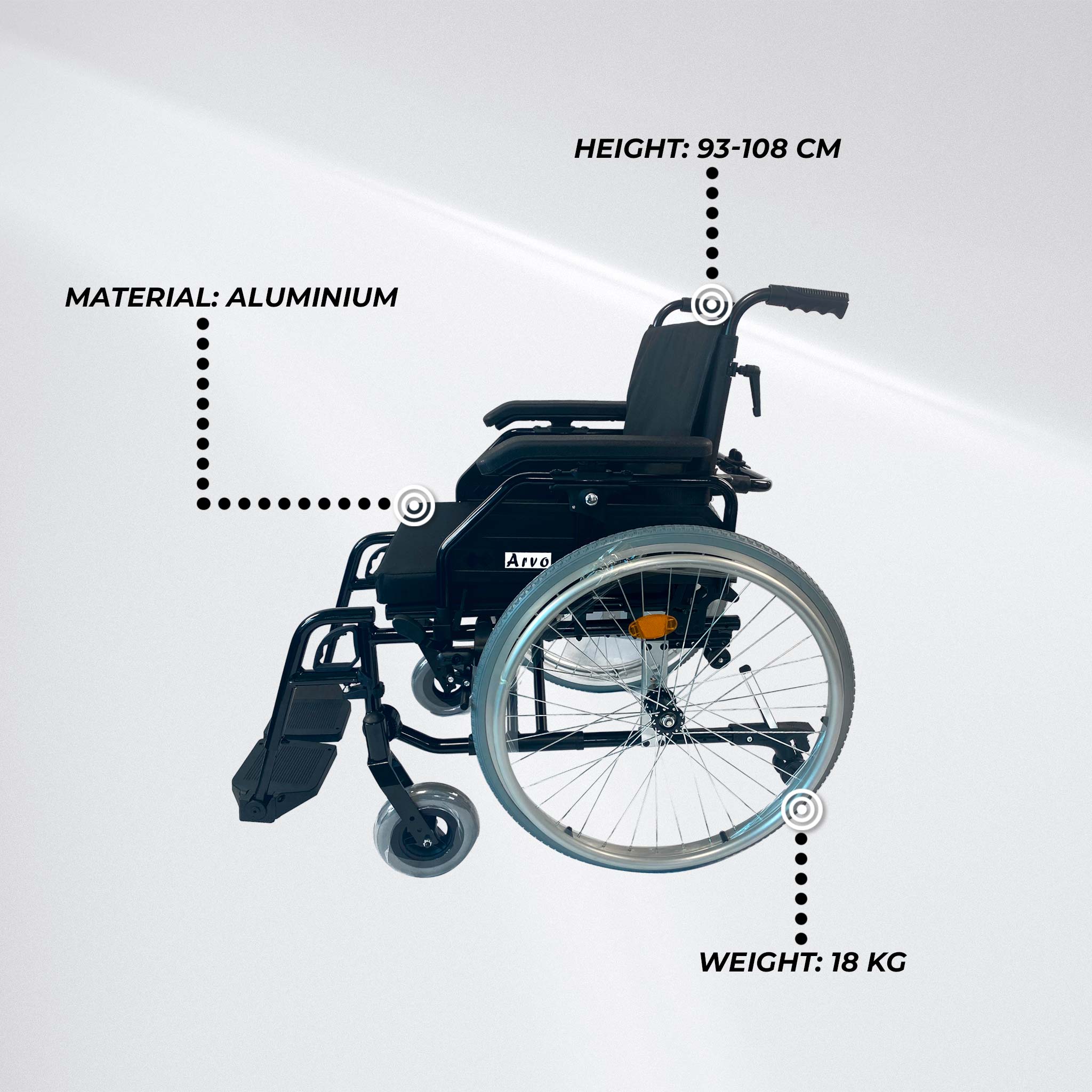 Arvo Wheelchair Premium, black