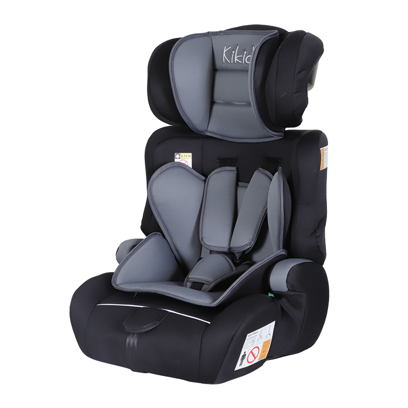 Kikid Bilbarnstol Basic 76-150cm R129, svart-grå