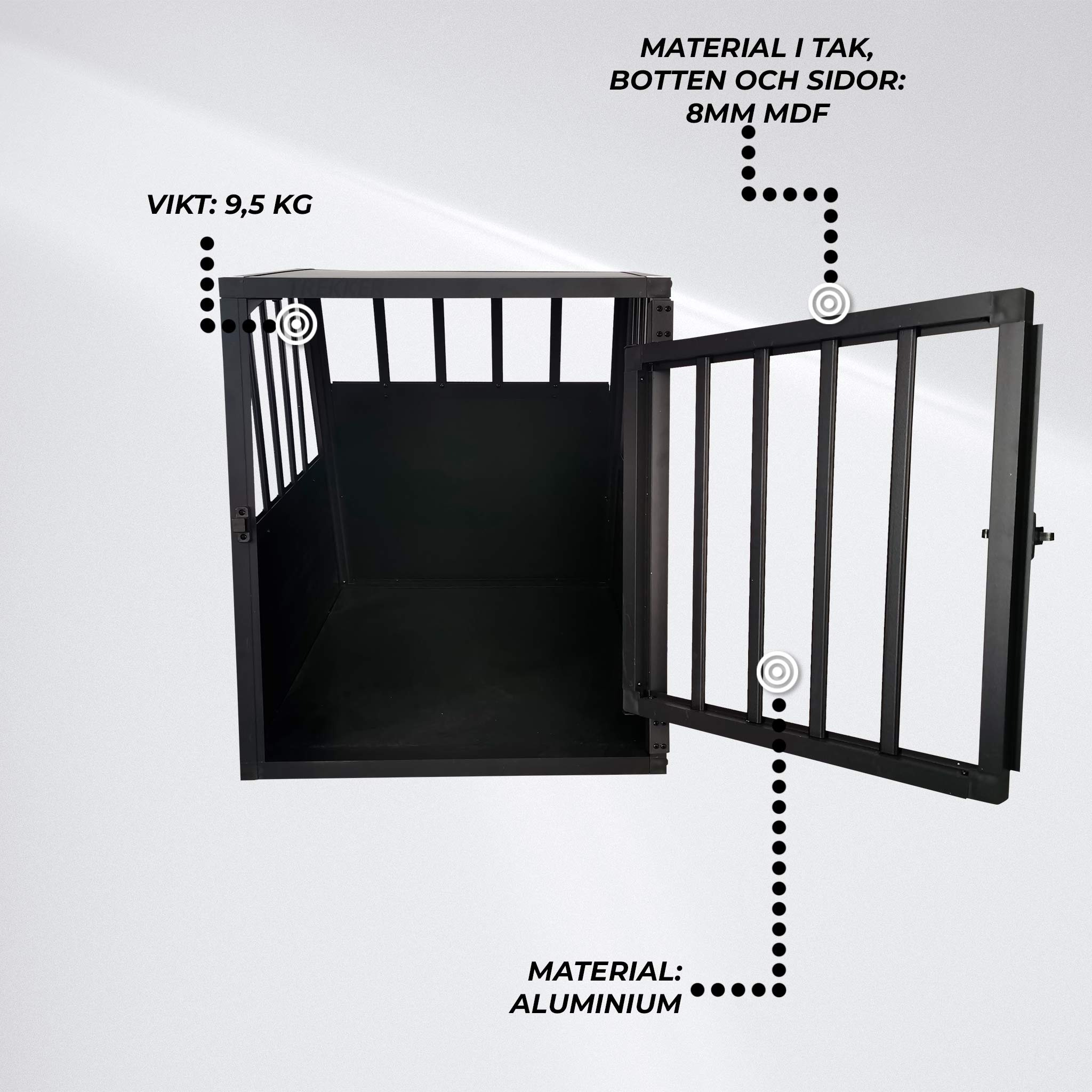 Trekker Hundbur S 54x69x60, Svart