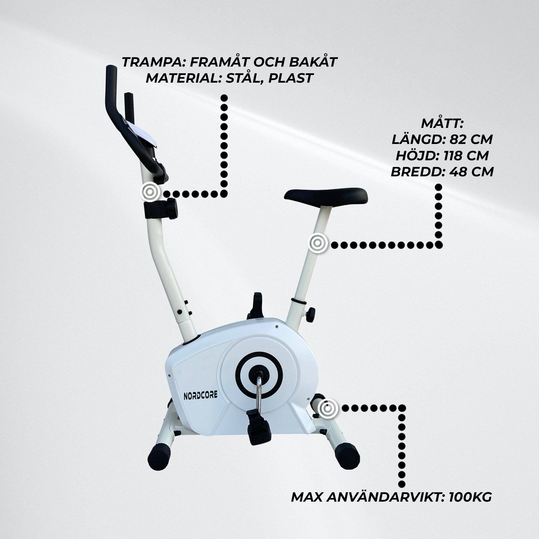 Nordcore motionscykel Core 400, Vit