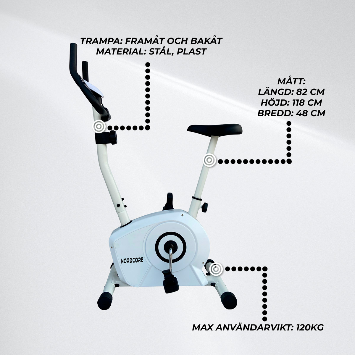 Nordcore motionscykel Core 400, Vit