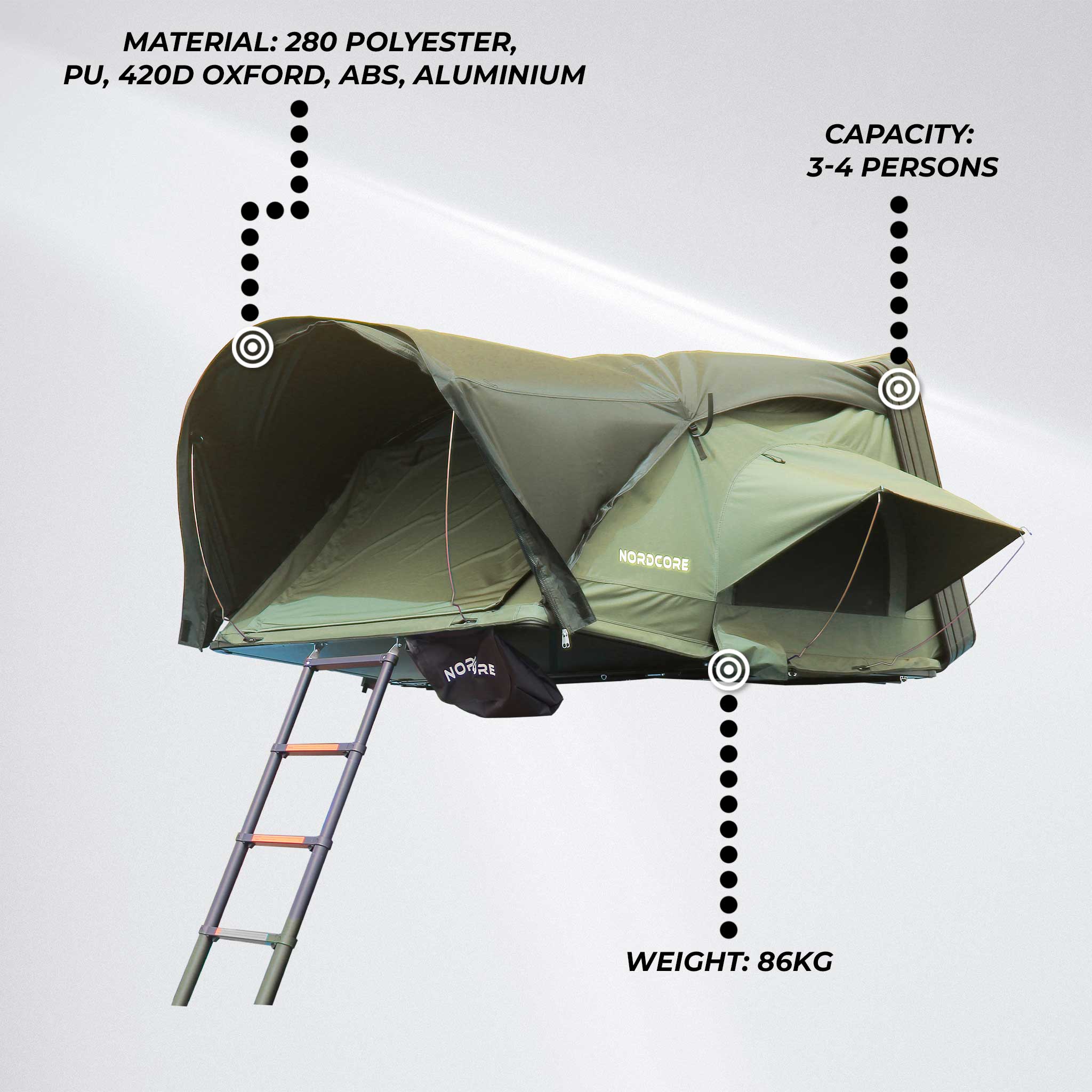 Nordcore Rooftop tent Summit Pro XL, Green