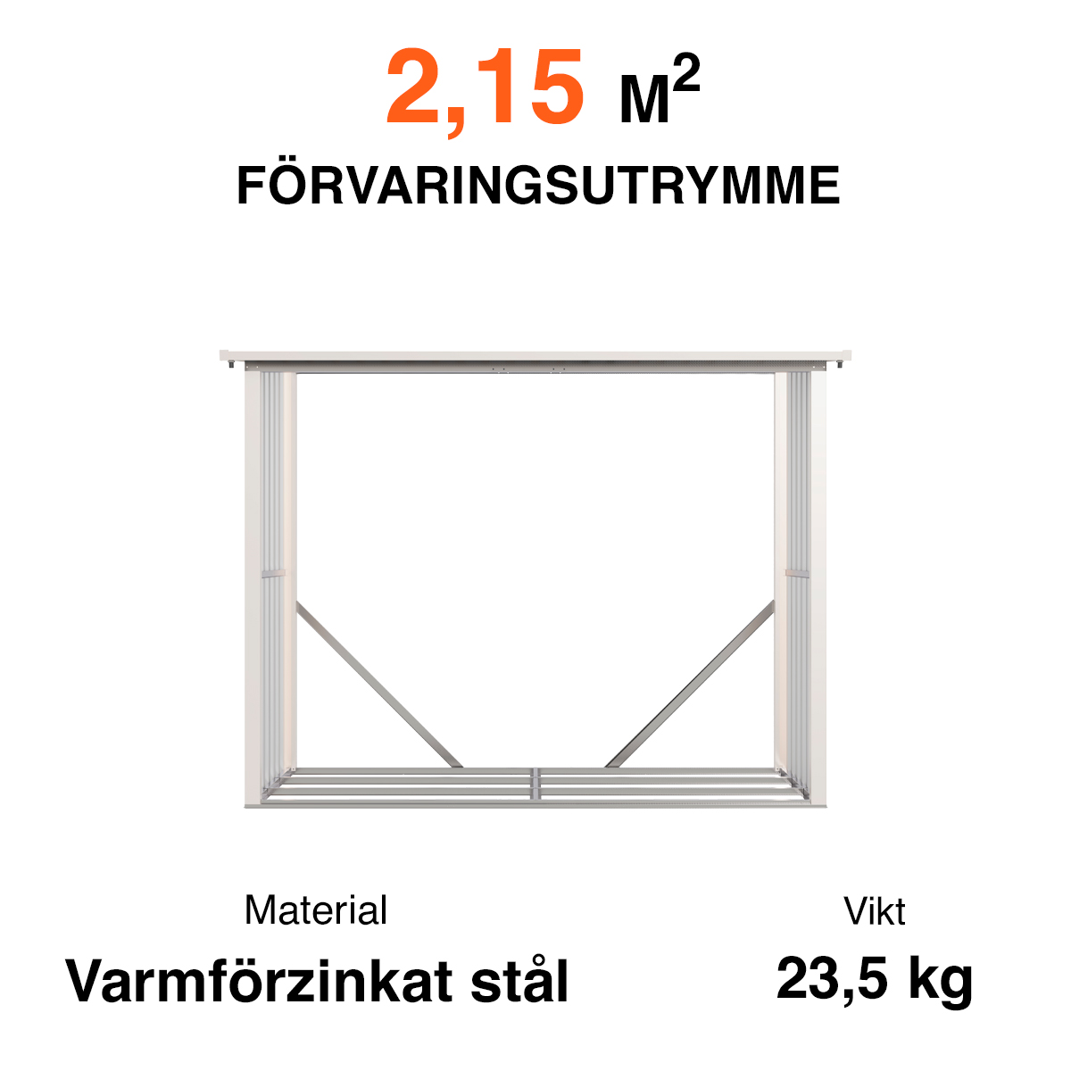 Fornorth Vedskjul 242x89x190cm (2,15m2)