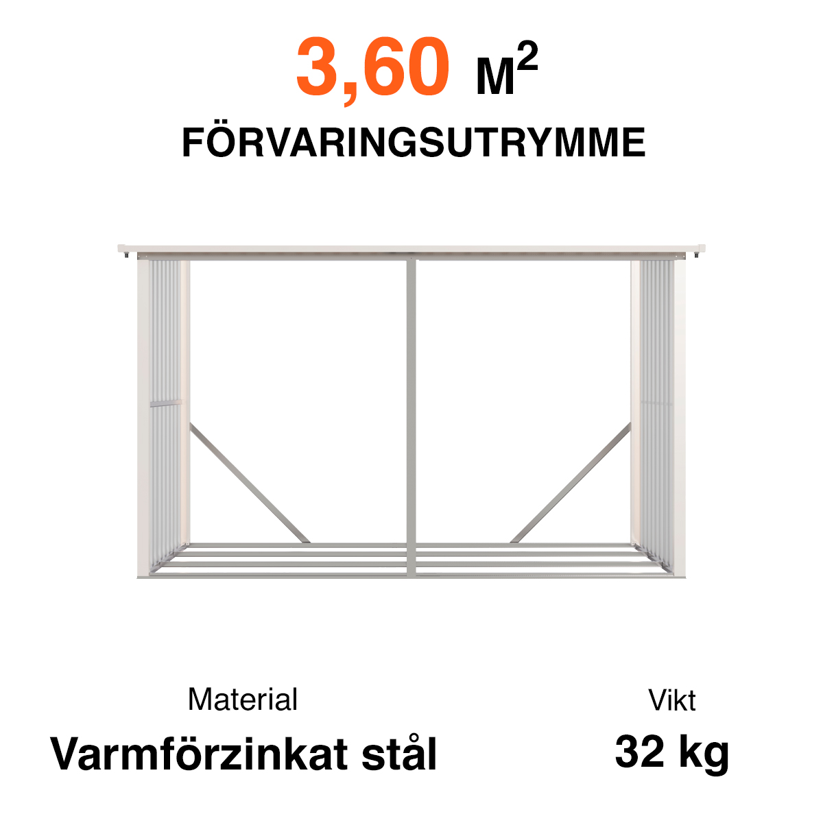 Fornorth Vedskjul 302x119x190cm (3,60m2)