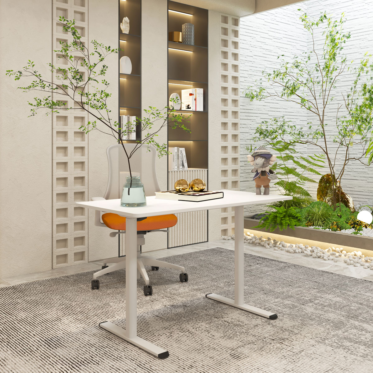 Lykke Electric table 140x70cm Nordic, white